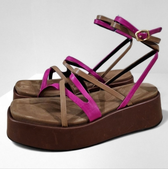rag & bone Shoes - Rag & Bone Logan Platform Sandal Womens EU 38 Fuschia Pink Leather Strappy NEW